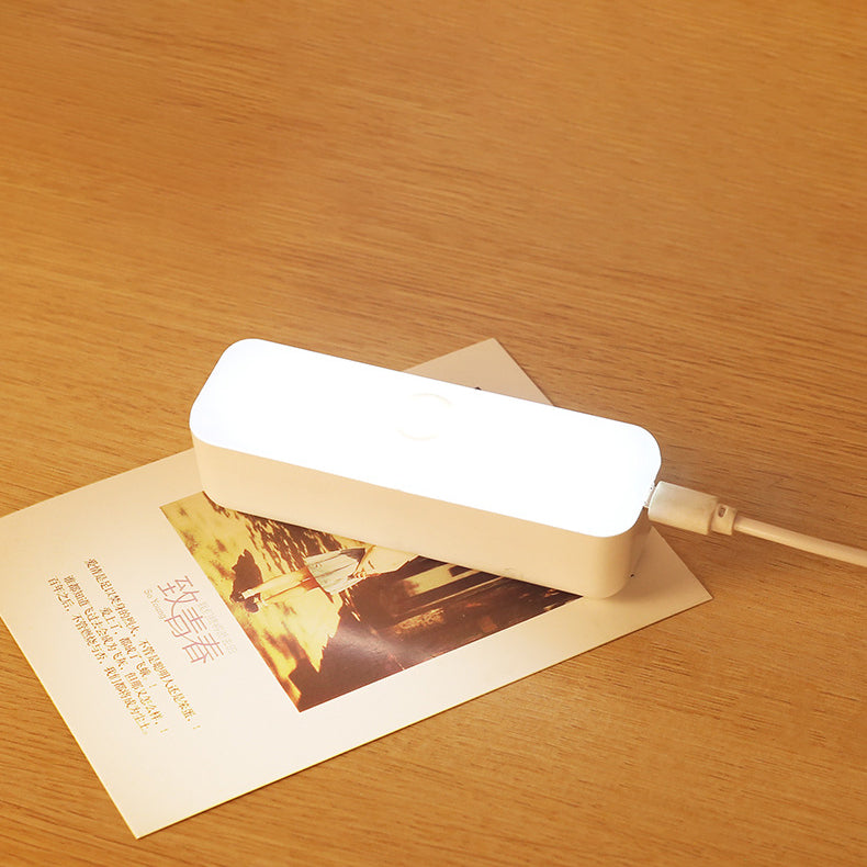 مصباح حائط LED مستطيل الشكل قابل لإعادة الشحن عبر USB، مصباح ليلي للدراسة، بتصميم عصري بسيط، مزود بشفط مغناطيسي بلاستيكي 