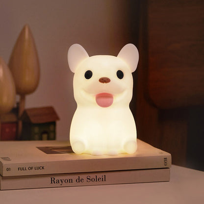 Contemporary Creative Kids Rechargeable Bulldog Silica PC ABS LED Table Lamp Night Light For Bedside
