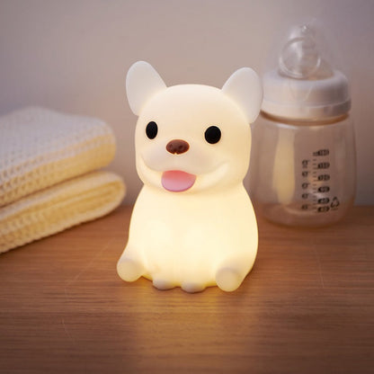 Contemporary Creative Kids Rechargeable Bulldog Silica PC ABS LED Table Lamp Night Light For Bedside