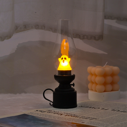 Contemporary Creative PVC Battery Kerosene Ghost Flame Halloween LED Table Lamp Night Light For Bedroom