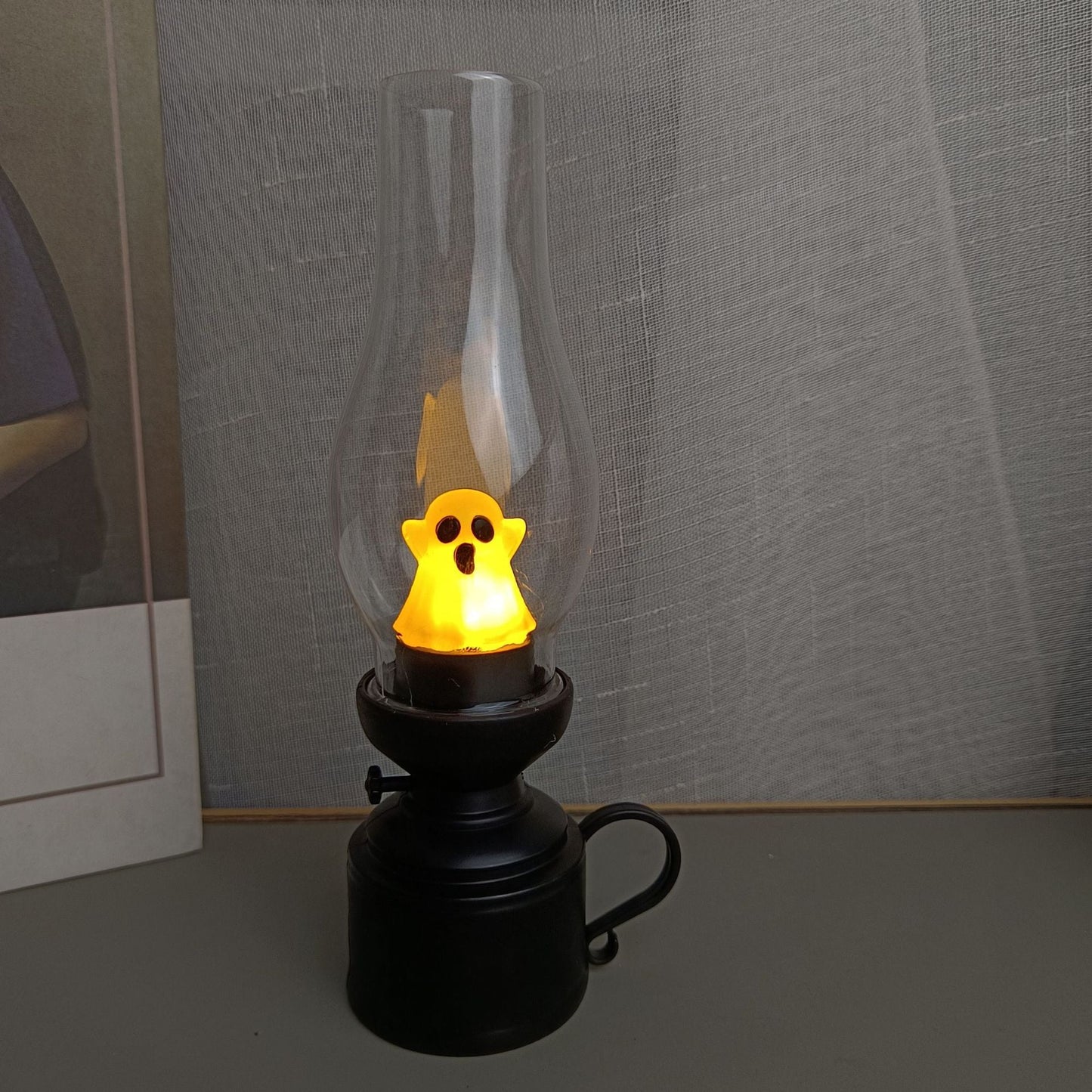 Contemporary Creative PVC Battery Kerosene Ghost Flame Halloween LED Table Lamp Night Light For Bedroom
