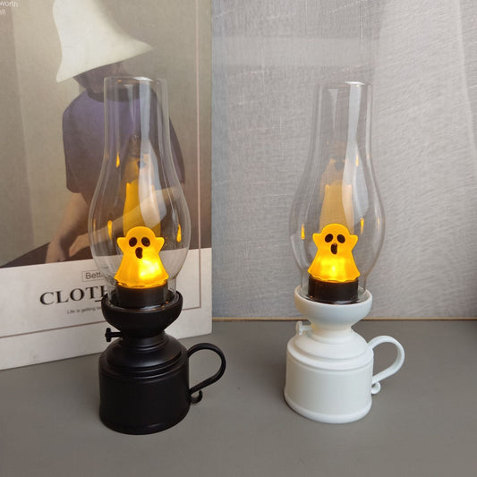 Contemporary Creative PVC Battery Kerosene Ghost Flame Halloween LED Table Lamp Night Light For Bedroom