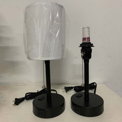 Modern Simplicity Fabric Iron Cylinder Zipper USB Rechargeable 1-Light Table Lamp For Bedside