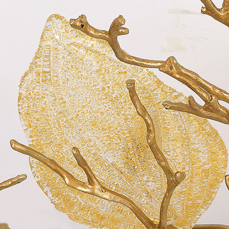 Contemporary Luxury Copper Branch Leaf 10/15 Light Semi-Flush Mount Ceiling Light For Living Room