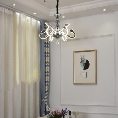 Modern Art Deco Iron Crystal Acrylic Swan LED Chandeliers For Living Room