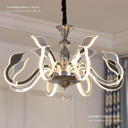 Modern Art Deco Iron Crystal Acrylic Swan LED Chandeliers For Living Room