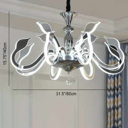 Modern Art Deco Iron Crystal Acrylic Swan LED Chandeliers For Living Room