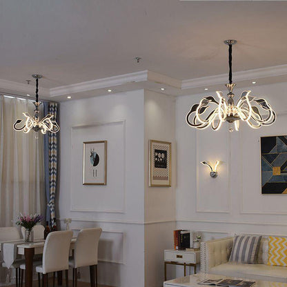 Modern Art Deco Iron Crystal Acrylic Swan LED Chandeliers For Living Room
