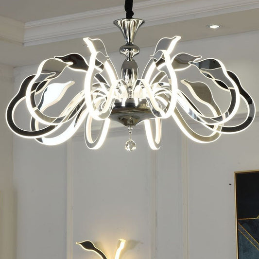 ثريات LED بتصميم بجعة من الأكريليك والكريستال الحديدي بتصميم آرت ديكو الحديث لغرفة المعيشة 