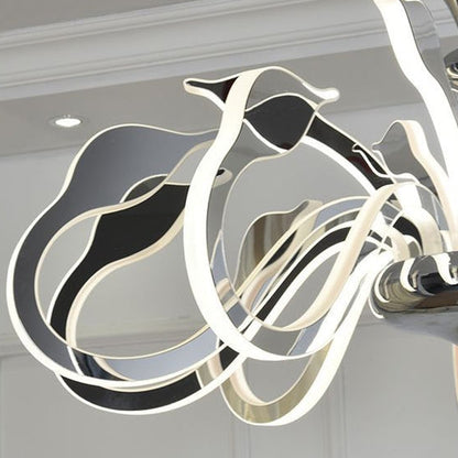 Modern Art Deco Iron Crystal Acrylic Swan LED Chandeliers For Living Room