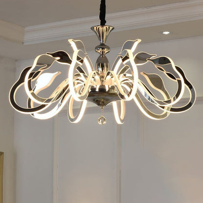 Modern Art Deco Iron Crystal Acrylic Swan LED Chandeliers For Living Room
