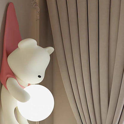 Contemporary Creative Kids Hanging Bear Resin PMMA 1-Light Wall Sconce Lamp For Bedroom