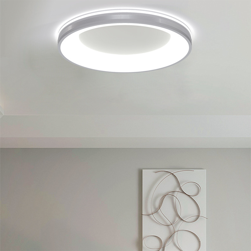 Modern Minimalist Aluminum PMMA Silica Round LED Flush Mount Ceiling Light For Bedroom
