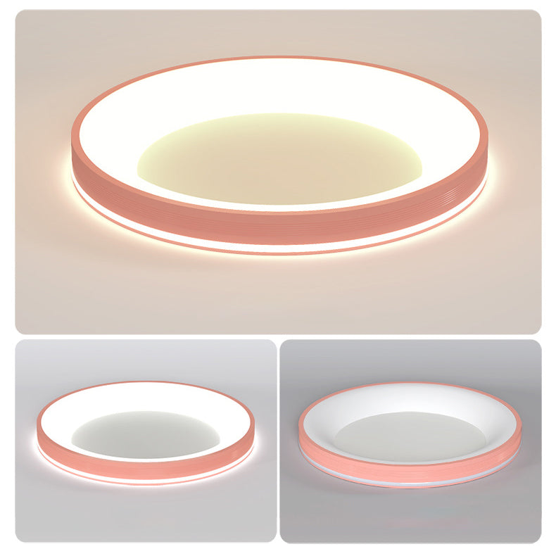 Modern Minimalist Aluminum PMMA Silica Round LED Flush Mount Ceiling Light For Bedroom