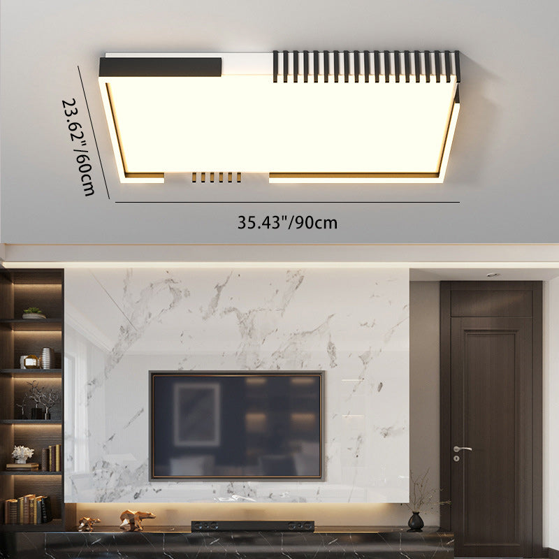 Modern Simplicity Iron Acrylic Square Round Rectangular Line LED Flush Mount Ceiling Light For Living Room