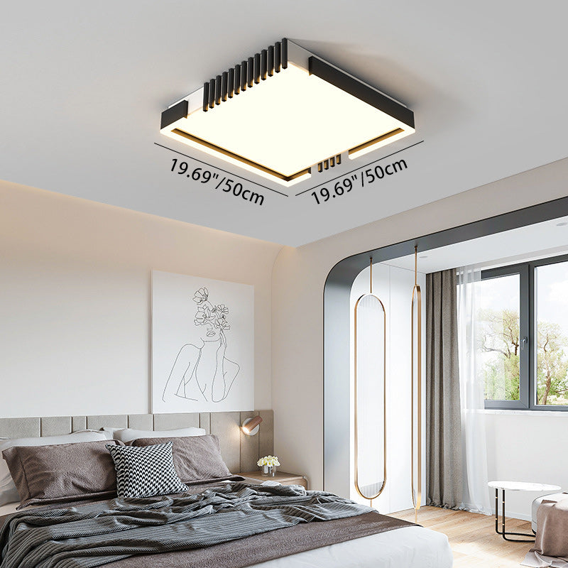 Modern Simplicity Iron Acrylic Square Round Rectangular Line LED Flush Mount Ceiling Light For Living Room