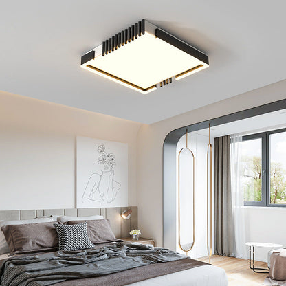 Modern Simplicity Iron Acrylic Square Round Rectangular Line LED Flush Mount Ceiling Light For Living Room