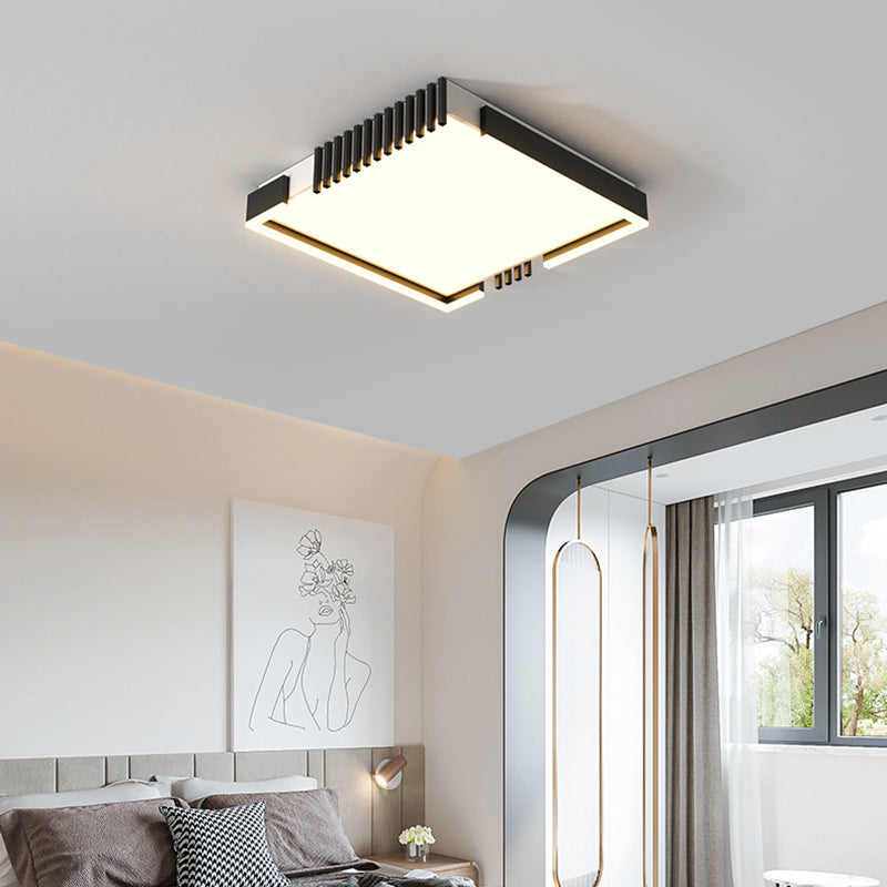 Modern Simplicity Iron Acrylic Square Round Rectangular Line LED Flush Mount Ceiling Light For Living Room