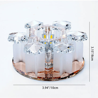 Modern Luxury Crystal Round Flower LED Flush Mount Ceiling Light For Hallway