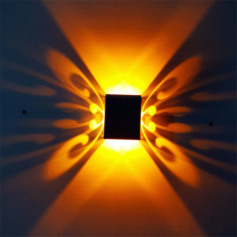 مصباح حائط LED بتصميم فراشة مكعب من الألومنيوم بتصميم عصري وبسيط للممر 