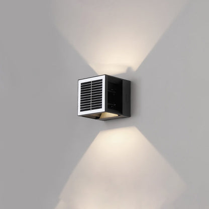 Modern Minimalist Solar Waterproof Aluminum ABS Cube LED Wall Sconce Lamp For Outdoor Patio