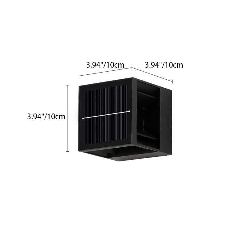 Modern Minimalist Solar Waterproof Aluminum ABS Cube LED Wall Sconce Lamp For Outdoor Patio