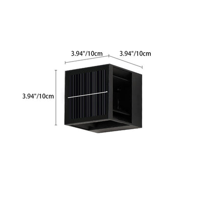 Modern Minimalist Solar Waterproof Aluminum ABS Cube LED Wall Sconce Lamp For Outdoor Patio
