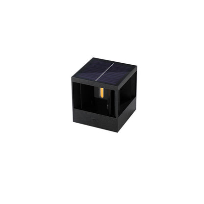 Modern Minimalist Solar Waterproof Aluminum ABS Cube LED Wall Sconce Lamp For Outdoor Patio
