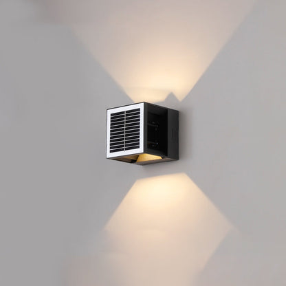 Modern Minimalist Solar Waterproof Aluminum ABS Cube LED Wall Sconce Lamp For Outdoor Patio