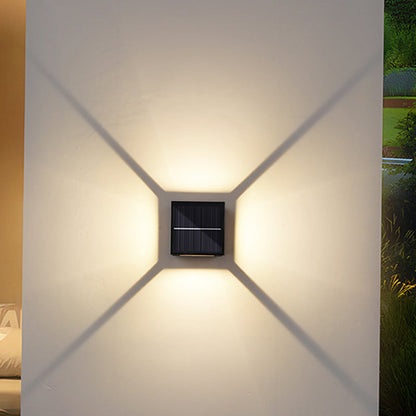 Modern Minimalist Solar Waterproof Aluminum ABS Cube LED Wall Sconce Lamp For Outdoor Patio