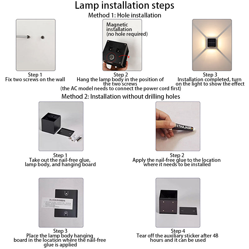 Modern Minimalist Solar Waterproof Aluminum ABS Cube LED Wall Sconce Lamp For Outdoor Patio