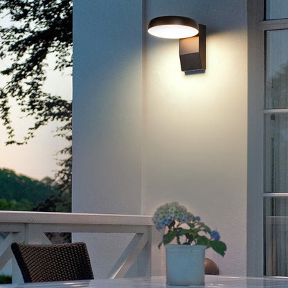 Modern Minimalist Waterproof Motion Sensor Rotatable Aluminum PC Square Round LED Wall Sconce Lamp For Outdoor Patio