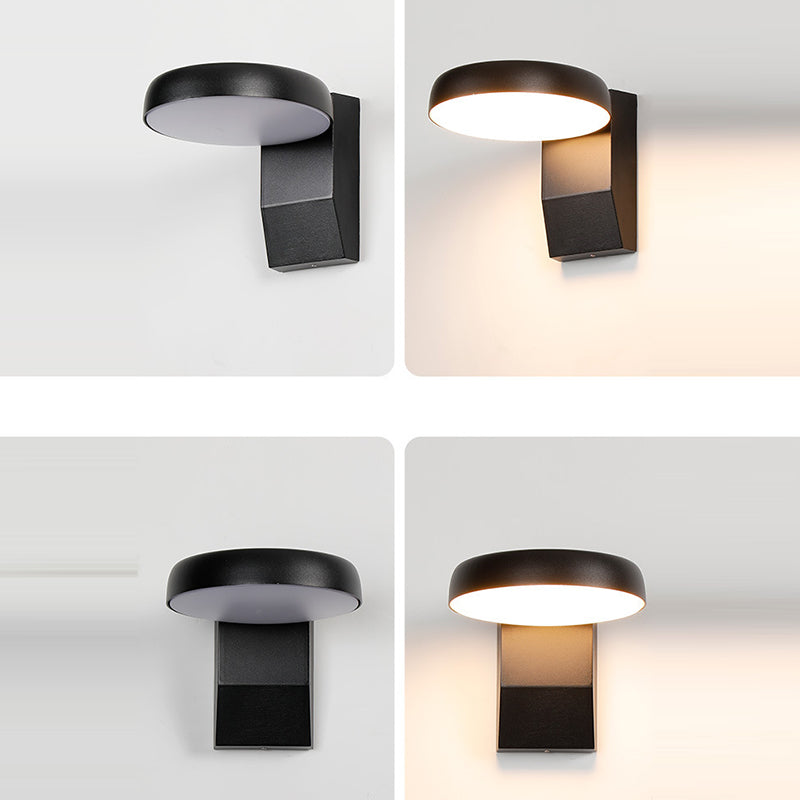 Modern Minimalist Waterproof Motion Sensor Rotatable Aluminum PC Square Round LED Wall Sconce Lamp For Outdoor Patio