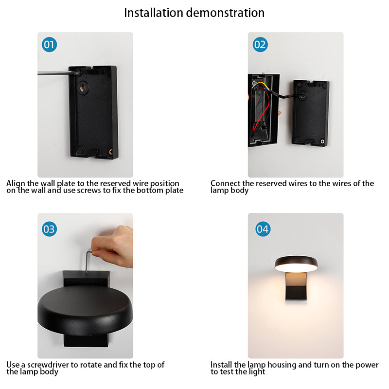 Modern Minimalist Waterproof Motion Sensor Rotatable Aluminum PC Square Round LED Wall Sconce Lamp For Outdoor Patio