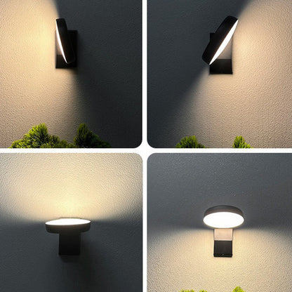 Modern Minimalist Waterproof Motion Sensor Rotatable Aluminum PC Square Round LED Wall Sconce Lamp For Outdoor Patio