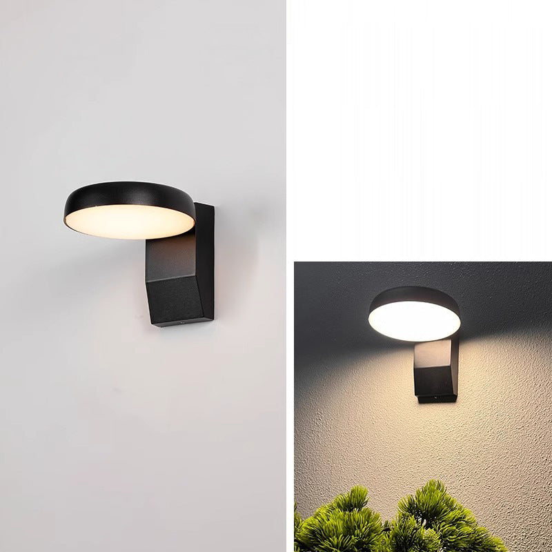 Modern Minimalist Waterproof Motion Sensor Rotatable Aluminum PC Square Round LED Wall Sconce Lamp For Outdoor Patio