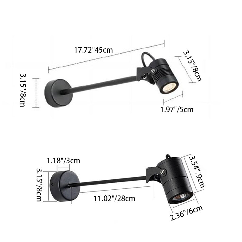 Modern Simplicity Waterproof Aluminum Iron Adjustable Cylinder Long Pole LED Wall Sconce Lamp For Outdoor Patio