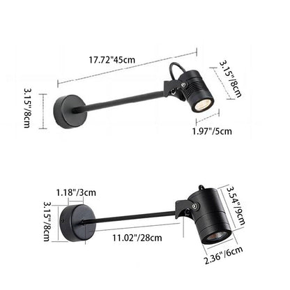 Modern Simplicity Waterproof Aluminum Iron Adjustable Cylinder Long Pole LED Wall Sconce Lamp For Outdoor Patio