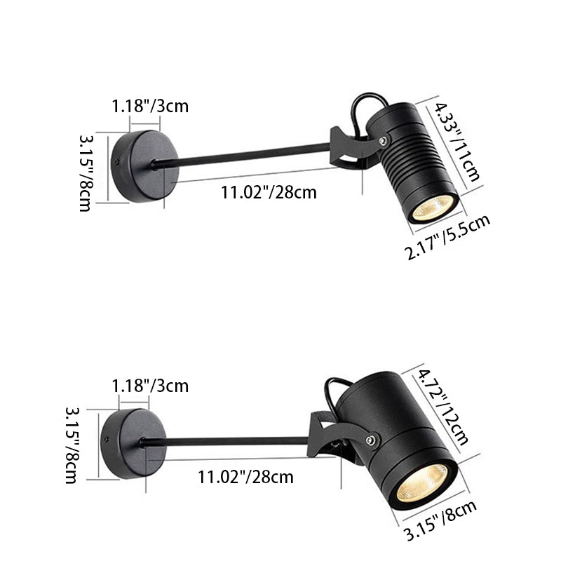 Modern Simplicity Waterproof Aluminum Iron Adjustable Cylinder Long Pole LED Wall Sconce Lamp For Outdoor Patio