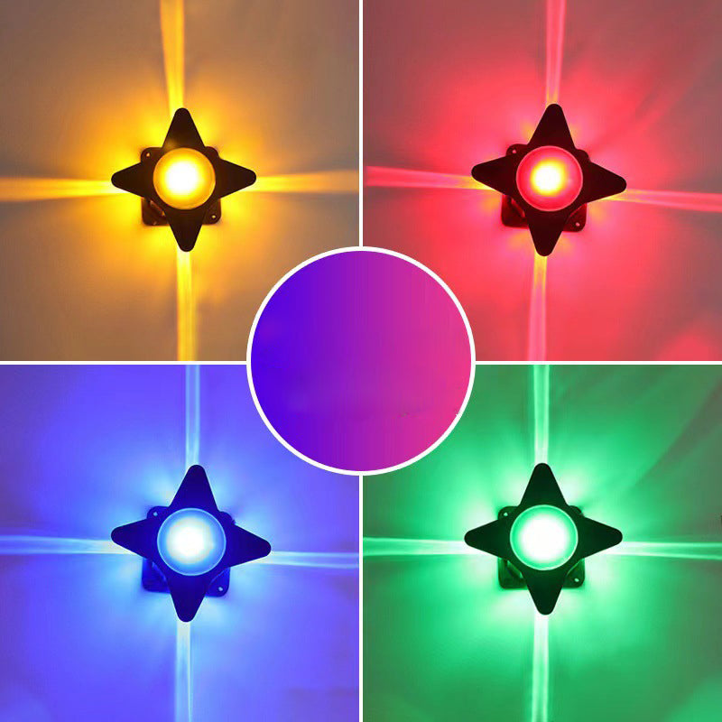 مصباح حائط LED بتصميم نجمة متقاطعة مصنوع من الألومنيوم والأكريليك المقاوم للماء بتصميم إبداعي معاصر للفناء الخارجي 