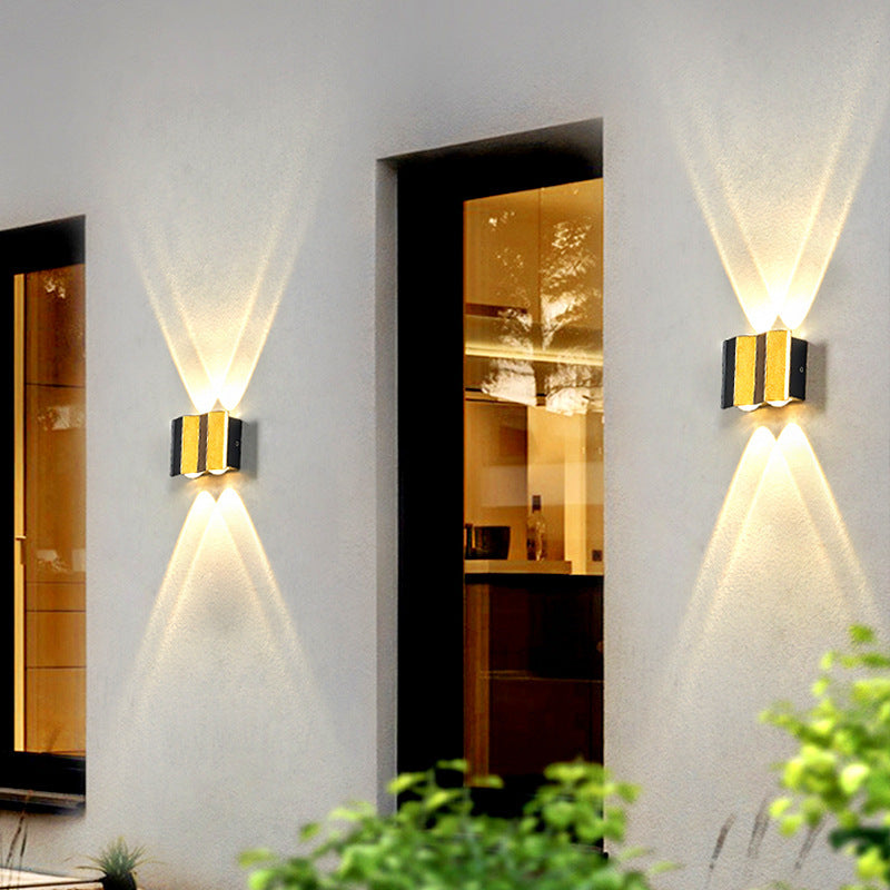 Modern Simplicity Waterproof Aluminum Rectangular Bent Up And Down LED Wall Sconce Lamp For Outdoor Patio