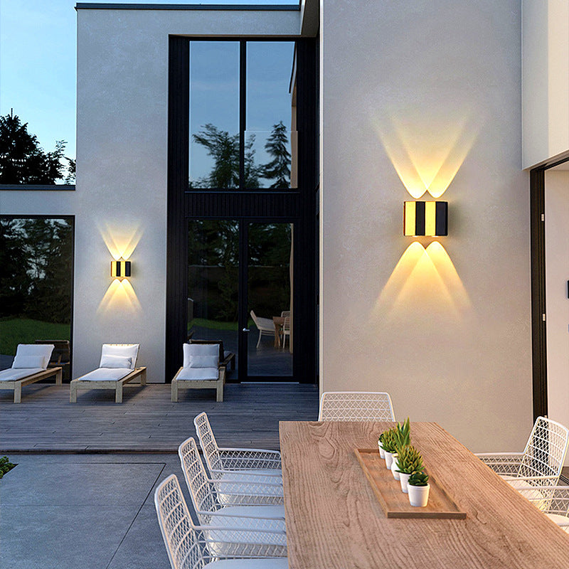 Modern Simplicity Waterproof Aluminum Rectangular Bent Up And Down LED Wall Sconce Lamp For Outdoor Patio