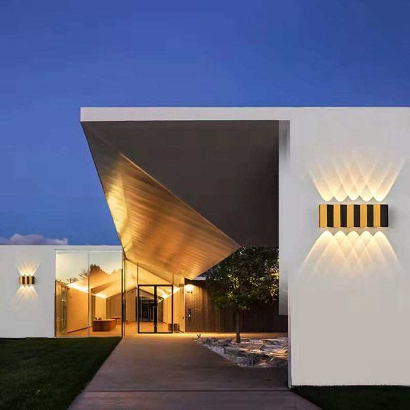 Modern Simplicity Waterproof Aluminum Rectangular Bent Up And Down LED Wall Sconce Lamp For Outdoor Patio