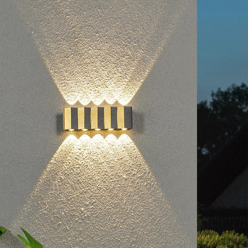 Modern Simplicity Waterproof Aluminum Rectangular Bent Up And Down LED Wall Sconce Lamp For Outdoor Patio
