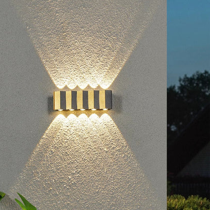 Modern Simplicity Waterproof Aluminum Rectangular Bent Up And Down LED Wall Sconce Lamp For Outdoor Patio