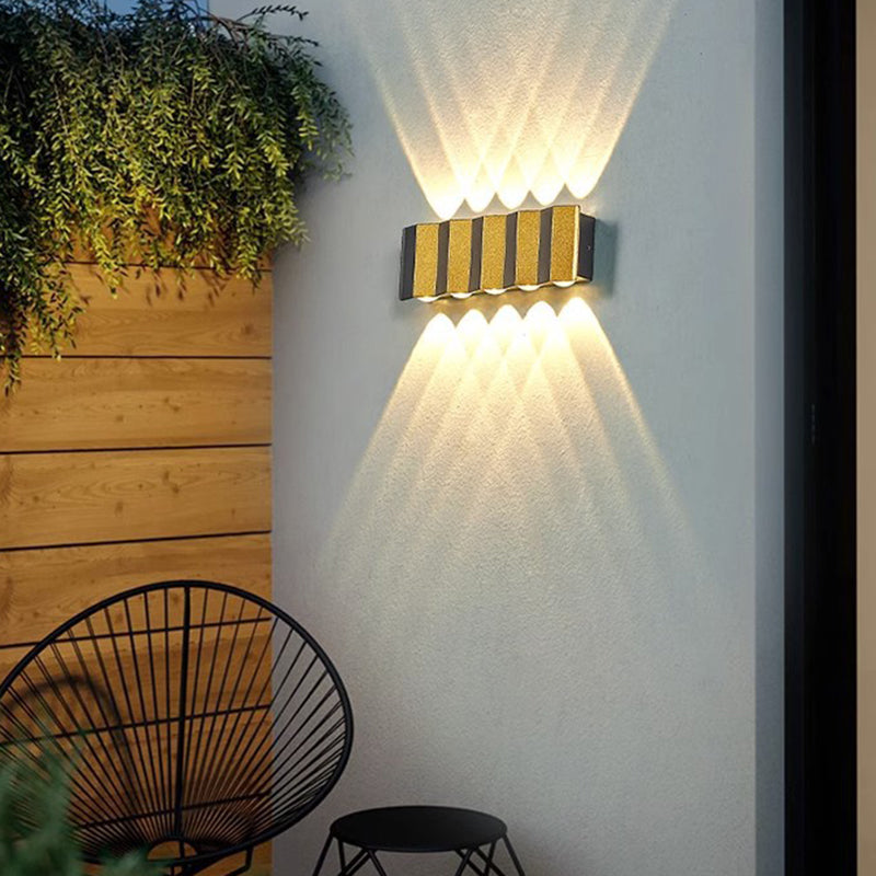 Modern Simplicity Waterproof Aluminum Rectangular Bent Up And Down LED Wall Sconce Lamp For Outdoor Patio