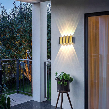 Modern Simplicity Waterproof Aluminum Rectangular Bent Up And Down LED Wall Sconce Lamp For Outdoor Patio