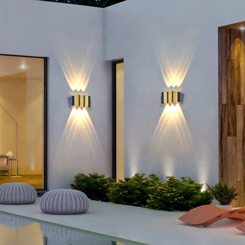 Modern Simplicity Waterproof Aluminum Rectangular Bent Up And Down LED Wall Sconce Lamp For Outdoor Patio