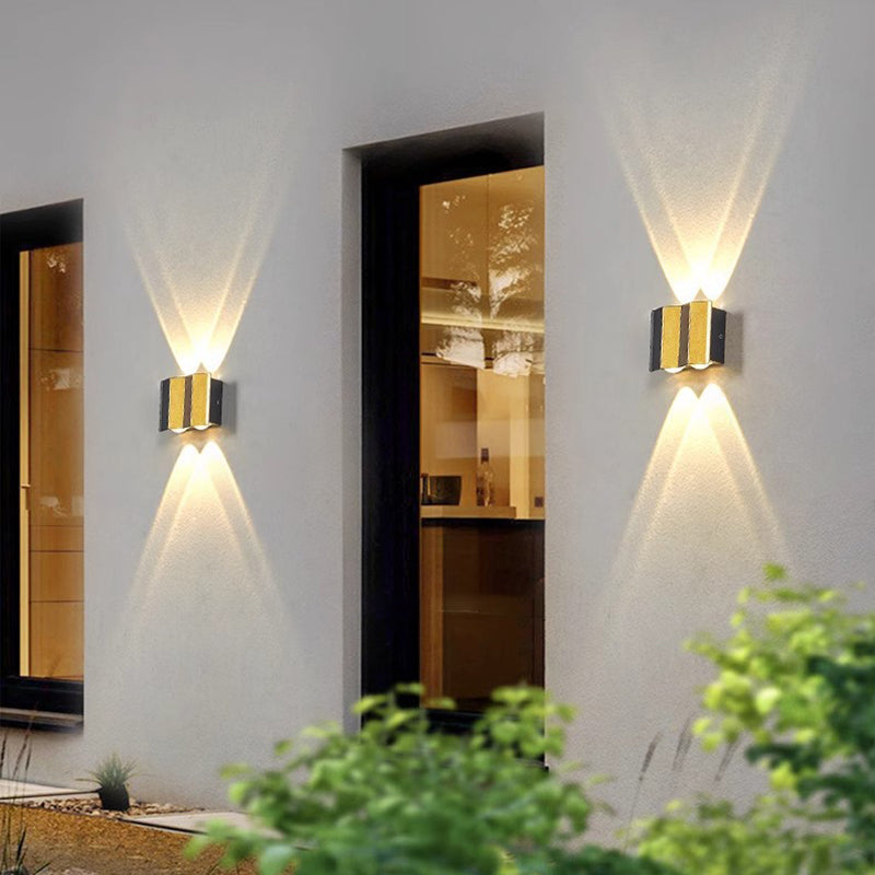 Modern Simplicity Waterproof Aluminum Rectangular Bent Up And Down LED Wall Sconce Lamp For Outdoor Patio