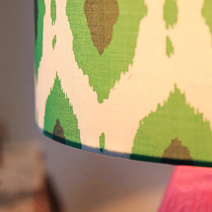 Traditional Vintage Ceramic Fabric Cylinder Geometric Patterned 1-Light Table Lamp For Bedroom
